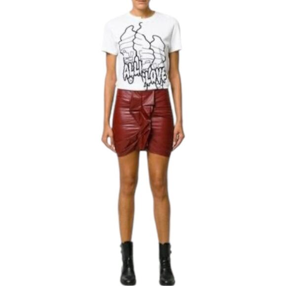 Etoile Isabel Marant Women's Burgundy Zephi Mini Skirt Size FR 38 | US 6 - Picture 11 of 11